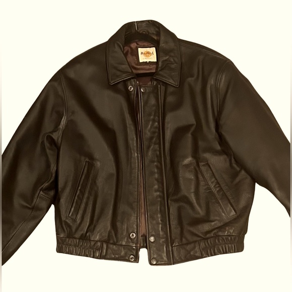 VINTAGE🍃99🍃HARD ROCK CAFE MAUI BROWN LEATHER BOMBER JACKET PURCHASED ON TRIP🍃 - Picture 3 of 12